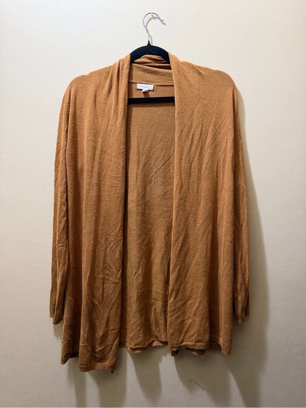 debut Open-Front Cardigan in Camel/Tan